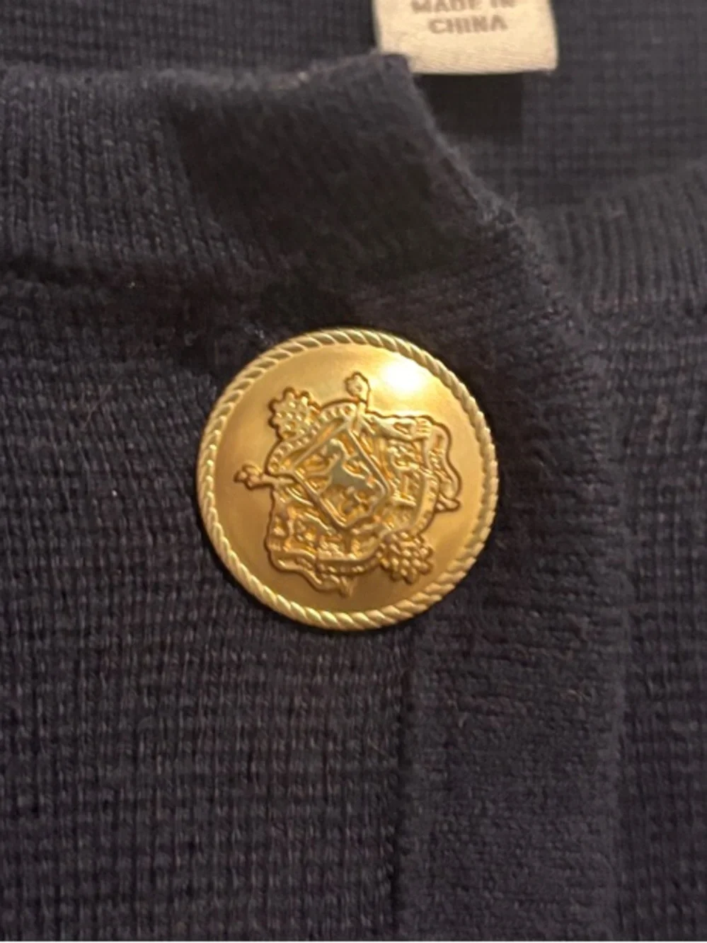 J. Crew Navy Knit Long Cardigan Dress with Gold Buttons
